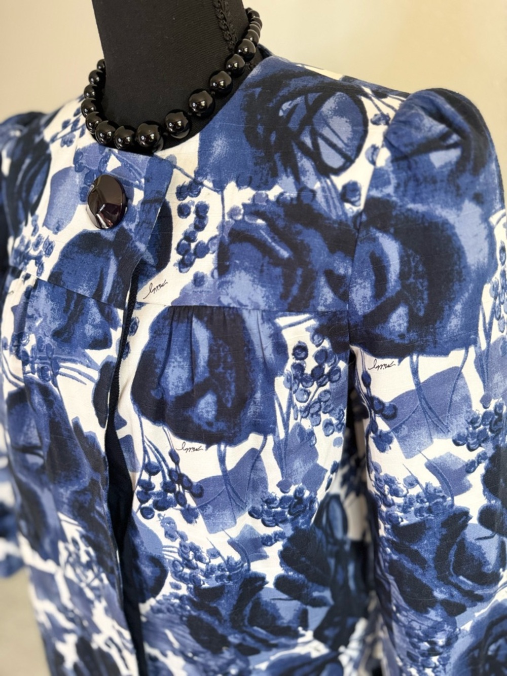 Milly NY Blue Floral Coat Dress Italian Fabric Size 4 Made USA